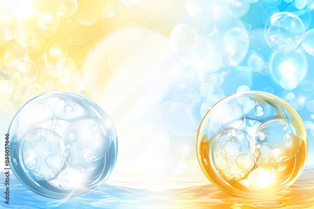 Aufkleber Abstract design with bright glowing bubbles and flowing light, showcasing modern elegance and dynamic patterns in a luminous composition