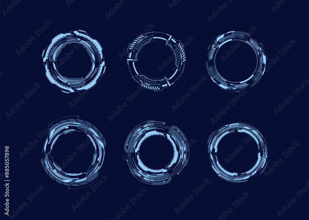 Aufkleber futuristic user interface elements. holographic hud ui elements, hi-tech panels and frames. set of h