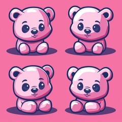 A pink teddy bear vector set, adding a touch of softness and warmth