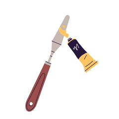 Spatula with paint. Art supplies. Painting tool