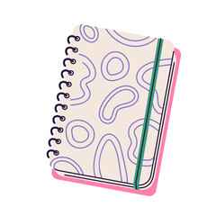 Childrens school element.Sketchbook for drawing.Notebook with scribbles Student supply. Stationery. 