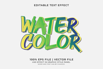 Watercolor text effect editable vector