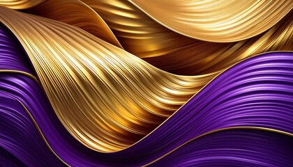 Background Wavy Golden and Purple Metallic - Generative Ai abstract