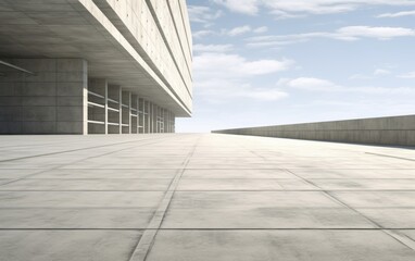 Obraz premium Empty concrete floor with sky and sun background.