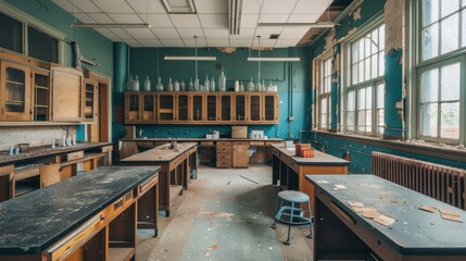 Vacant school chemistry lab
