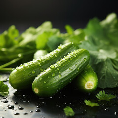 Vector Illustration of a Cucumber in a Dark Flat Style