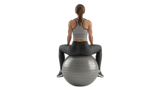 Young woman streching on an excercise ball