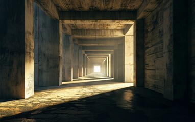 Obraz premium Empty corridor with light streaming through.