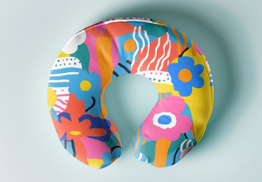 Flatlay Product Neck Pillow Mockup With Generative AI
