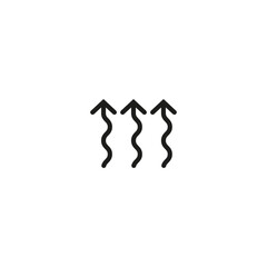 Winding wavy curved arrows. Vector illustration. Thin wavy twisty arrows.