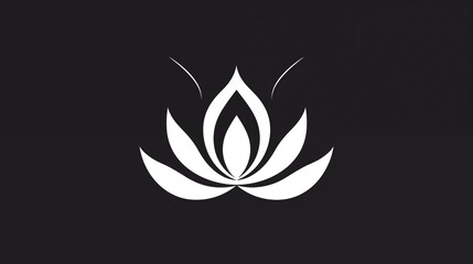 Stylized Black and White Lotus Flower Illustration