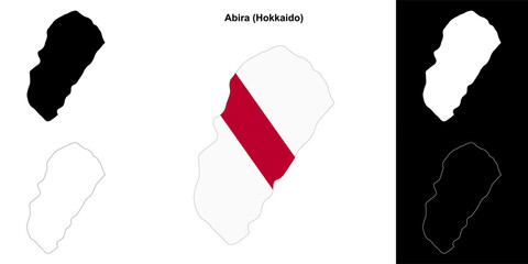 Abira (Hokkaido) outline map set