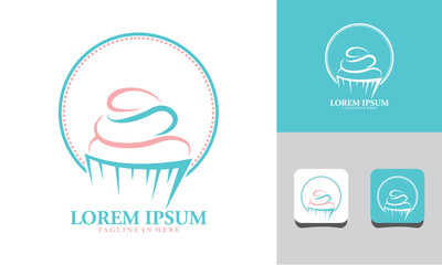 unique cake logo icon set