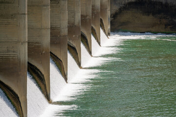 water released from hydroelectric power station. Motion Blur and selective focus