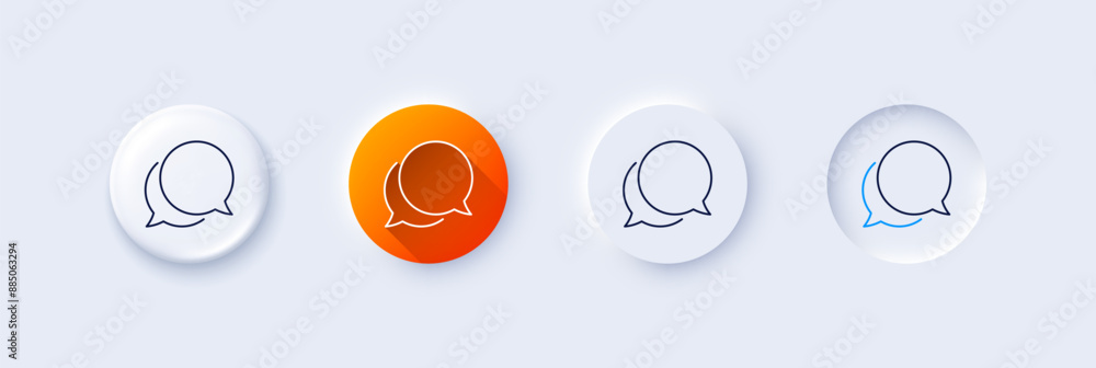 Aufkleber chat comment line icon. neumorphic, orange gradient, 3d pin buttons. speech bubble sign. social medi
