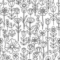 A spring printable worksheet coloring page in black and white, showcasing nature's beauty