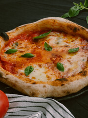 Delicious beautiful pizza Margherita close up