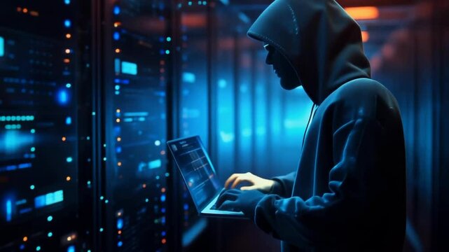 A Faceless Hacker: A Convergence of Cybersecurity, Network Security Concepts, and Futuristic Sci-Fi Imagery in a Digital Stream