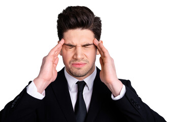 Portrait of confused puzzled upset chairman executive boss disappointed questions overwhelmed have...