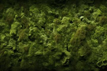 Processed collage of mossy forest ground surface texture. Background for banner, backdrop