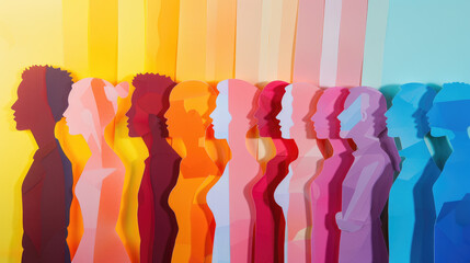 A colorful collage of paper cutouts of people. Paper people background