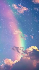 Fototapeta premium Aesthetic wallpaper rainbow cloud sky.