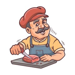 A vector illustration of a butcher, isolated on a white background, showcasing different jobs and occupations