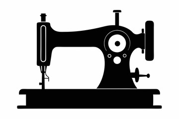 
Sewing machine silhouette, sewing machine old retro vintage icon vector illustration
