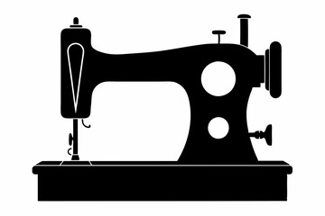
Sewing machine silhouette, sewing machine old retro vintage icon vector illustration
