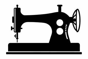 
Sewing machine silhouette, sewing machine old retro vintage icon vector illustration
