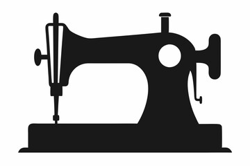 
Sewing machine silhouette, sewing machine old retro vintage icon vector illustration
