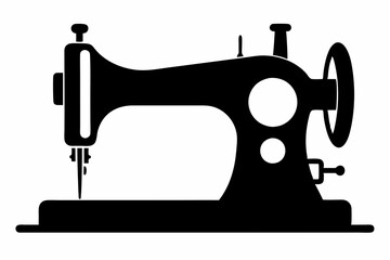 
Sewing machine silhouette, sewing machine old retro vintage icon vector illustration
