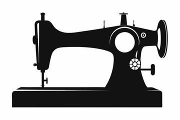 
Sewing machine silhouette, sewing machine old retro vintage icon vector illustration
