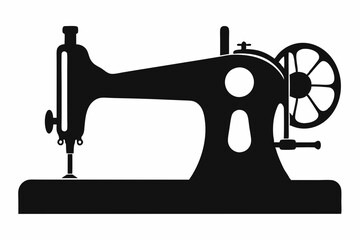 
Sewing machine silhouette, sewing machine old retro vintage icon vector illustration
