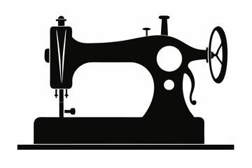
Sewing machine silhouette, sewing machine old retro vintage icon vector illustration
