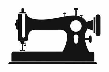 
Sewing machine silhouette, sewing machine old retro vintage icon vector illustration
