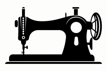 
Sewing machine silhouette, sewing machine old retro vintage icon vector illustration
