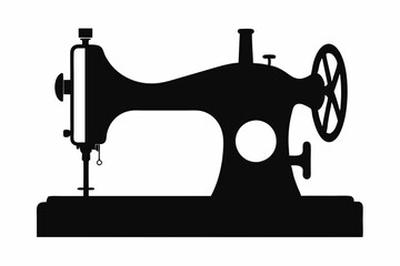 
Sewing machine silhouette, sewing machine old retro vintage icon vector illustration
