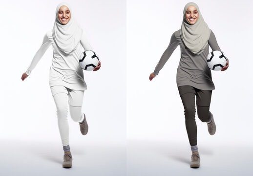 Apparel Sportive Muslim Women Fashion Mockup With Generative AI