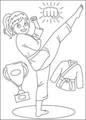 kick martial arts coloring book page