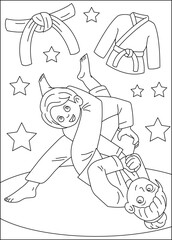 bjj martial arts coloring book page