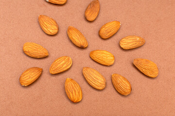 Top view of almond nuts