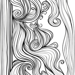 Fototapeta premium A vector monochrome background with a hand-drawn wavy ornament, a template for greeting cards