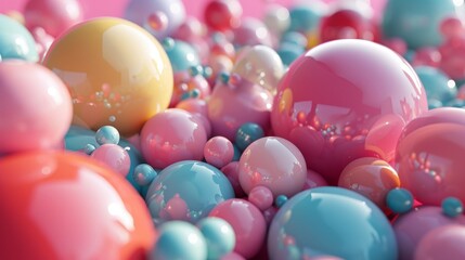 Abstract background with shiny spheres.
