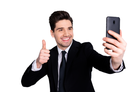 Portrait collar fun rest relax make photos feel perfect done excellent give feedback advice advertise say alright approve black jackets isolated stylish grey background