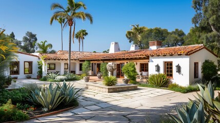 Fototapeta premium Luxurious mansion with lush gardens