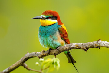 Fototapeta premium Bee-Eater Merops apiaster Perched on a Branch