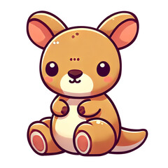 A cute cartoon illustration of a kangaroo sitting down