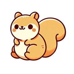 A cute cartoon illustration of a squirrel sitting down