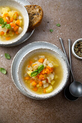 Homemade vegetable soup with potato and carrot